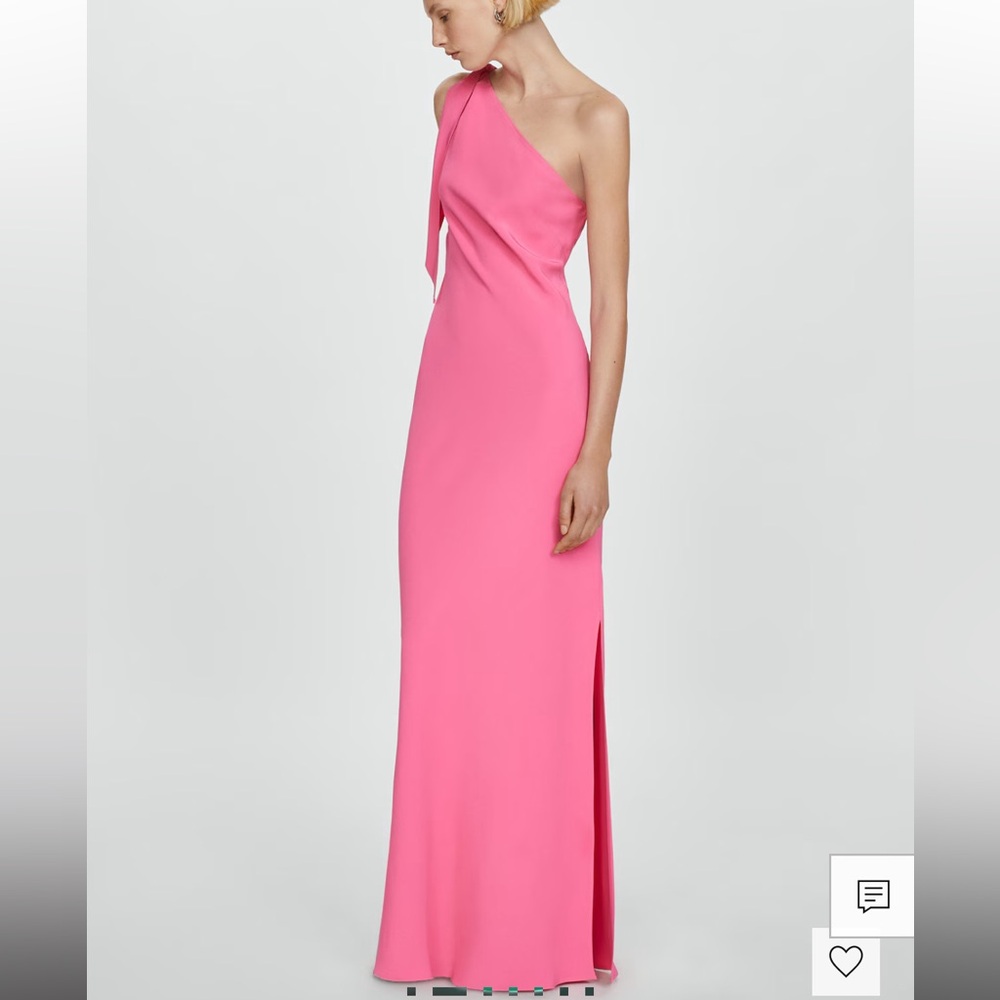 Mango Pink One-Shoulder Maxi Dress